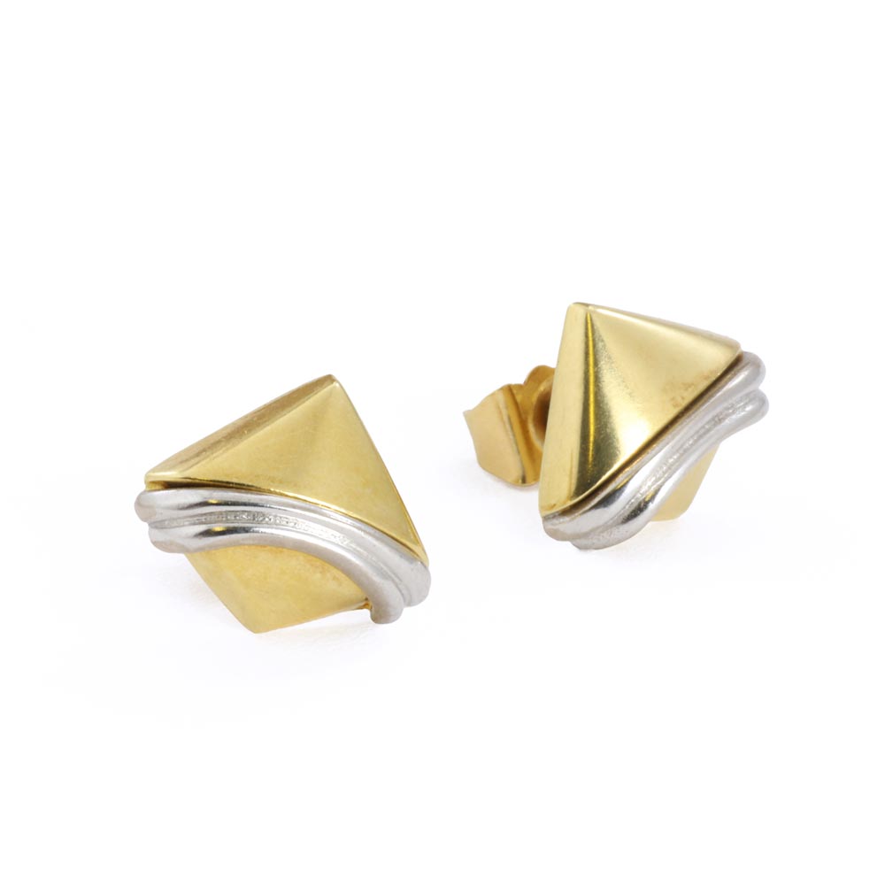 Puces d'oreilles en Or jaune et blanc 18k