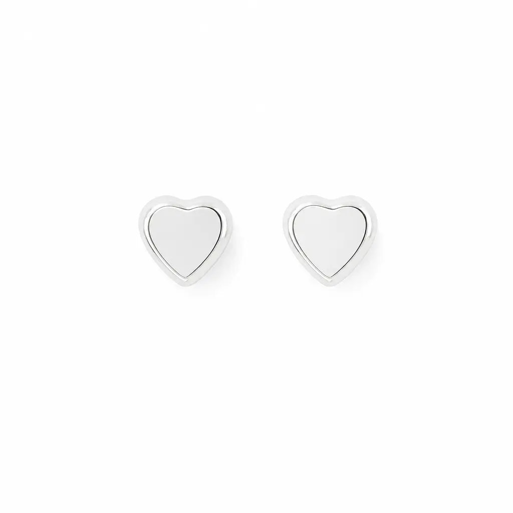 Puces d'oreilles en or blanc 18k - Motif "Coeur"
