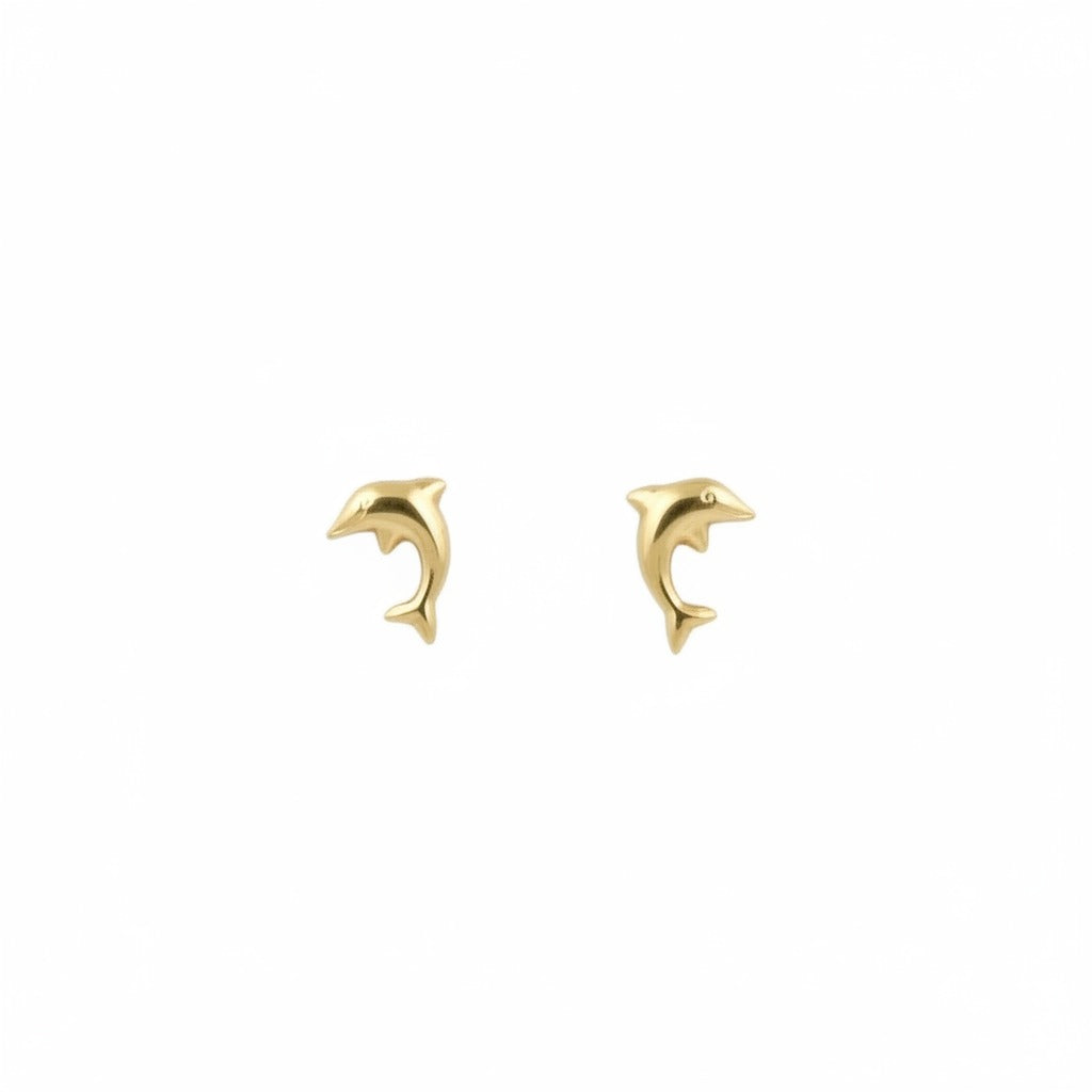 Puces d'oreilles en or jaune 18k - Motif "Dauphin"