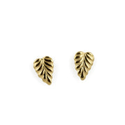 Puces d'oreilles en or jaune 18k - Motif "Feuilles"