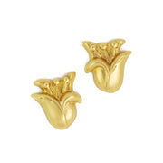 Puces d'oreilles en or jaune 18k - Motif "Fleurs stylisées"