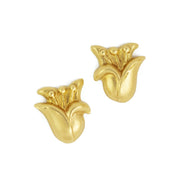 Puces d'oreilles en or jaune 18k - Motif "Fleurs stylisées"