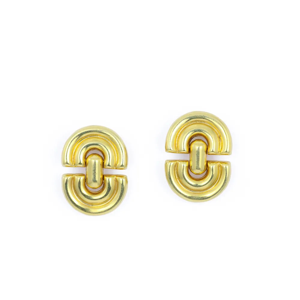 Puces d'oreilles en or jaune 18k - Motif "Maillon"