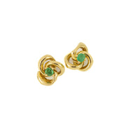 Puces d'oreilles en or jaune 18k avec Emeraudes