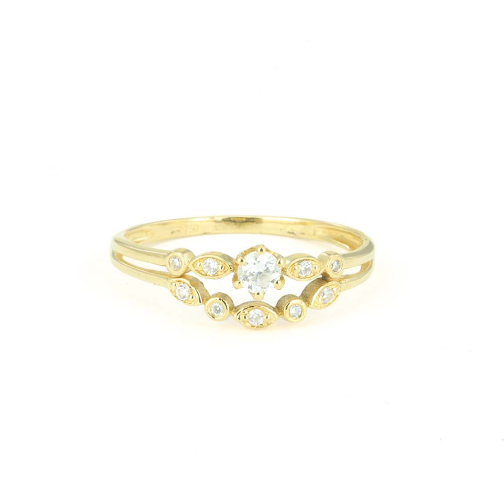Bague en Or jaune 18k avec Zirconiums