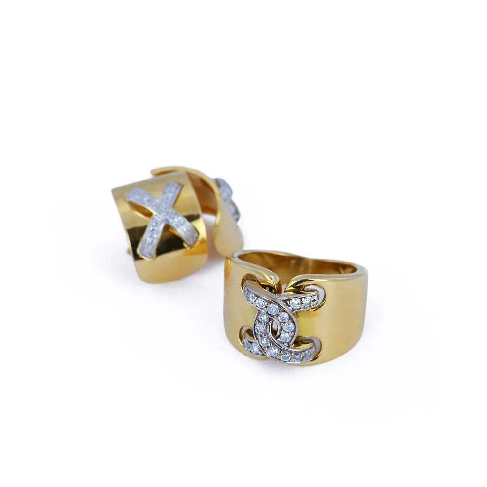 Parure Bague et Boucles d'oreilles en Or jaune 18k