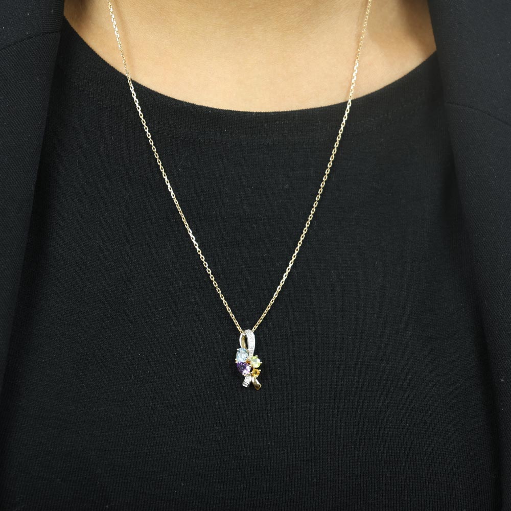 Pendentif deux Ors 18k avec Topaze, Péridot, Améthyste et Citrine