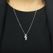 Pendentif deux Ors 18k avec Topaze, Péridot, Améthyste et Citrine