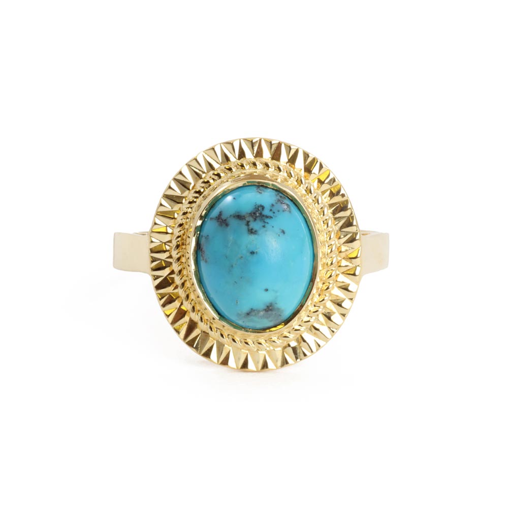 Bague en Or jaune 18k avec Turquoise