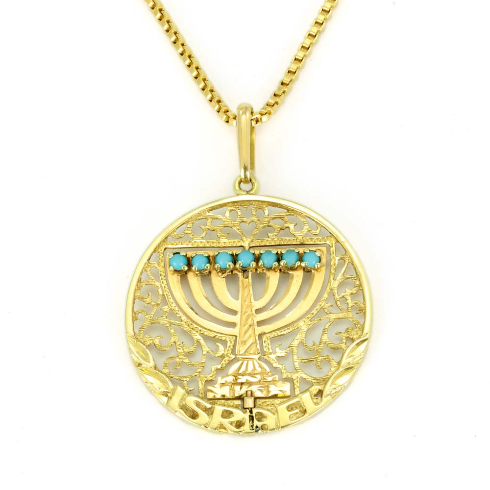 Pendentif en Or jaune 18k - Motif "Menorah"