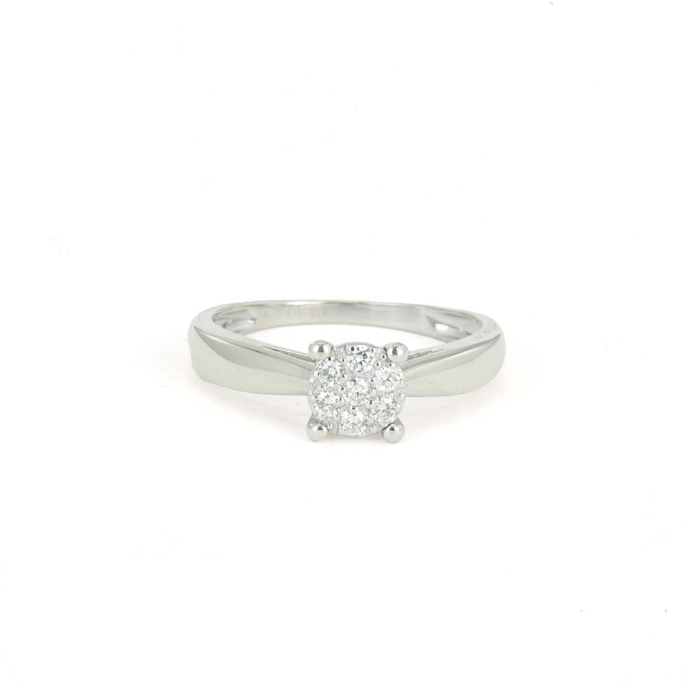 Bague en Or blanc 9K avec Diamants - Solitaire