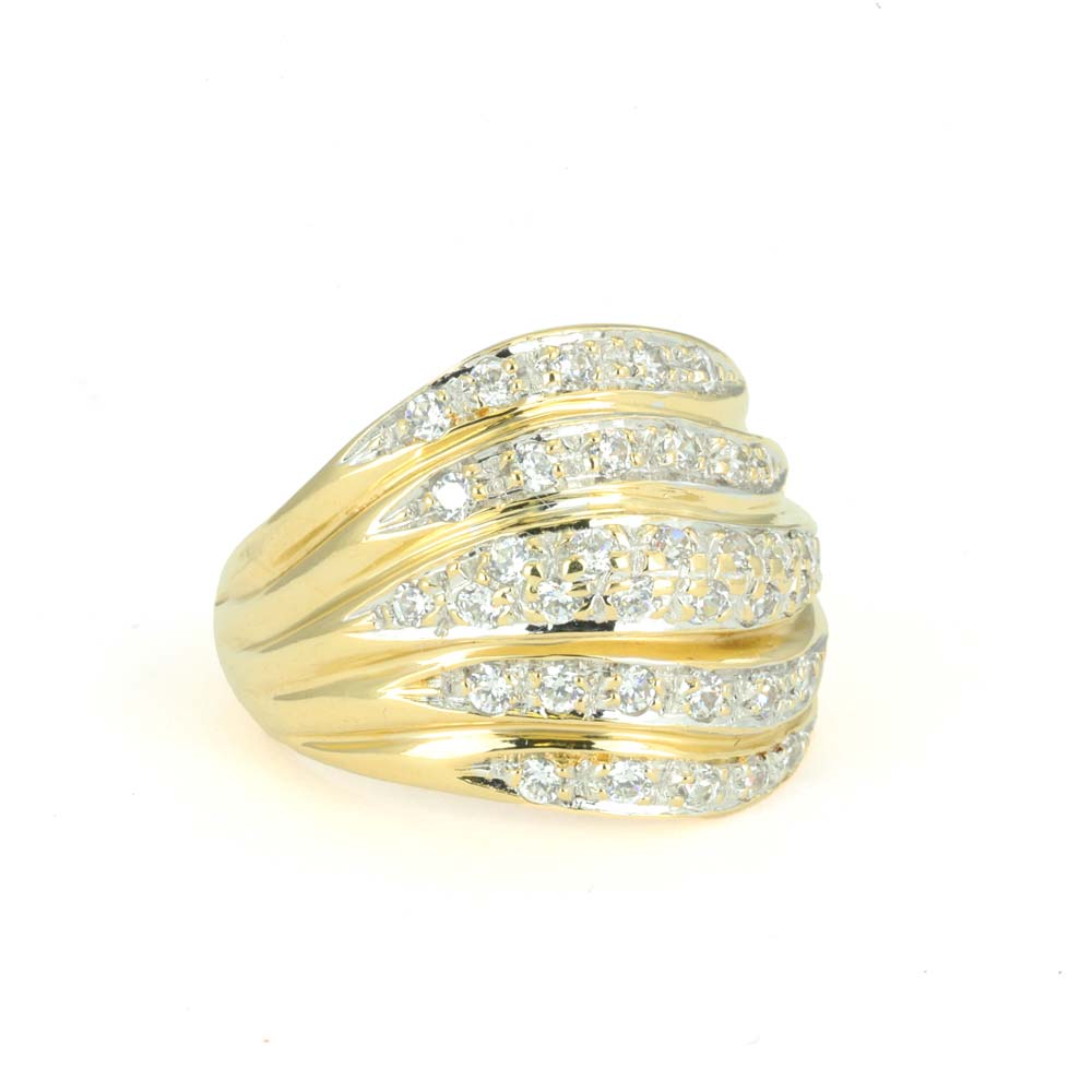 Bague en Or jaune 18k avec Zirconiums - Style "Jonc"