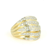 Anel em Ouro amarelo 18k com Zircónias - Estilo "Jonc"