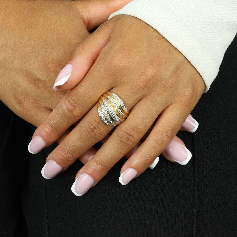 Bague en Or jaune 18k avec Zirconiums - Style "Jonc"