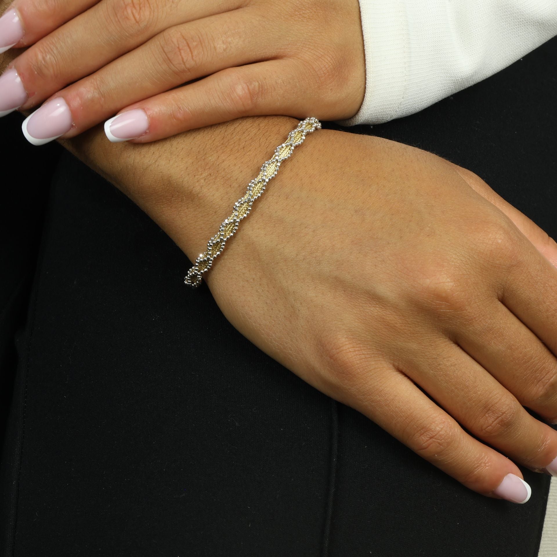 Bracelet deux Ors 18k - Maille "Tissée"