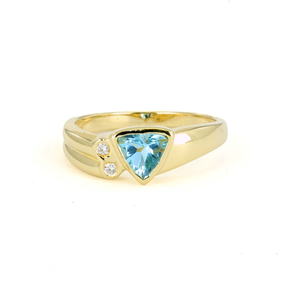 Bague en Or jaune 18k avec Topaze et Diamants