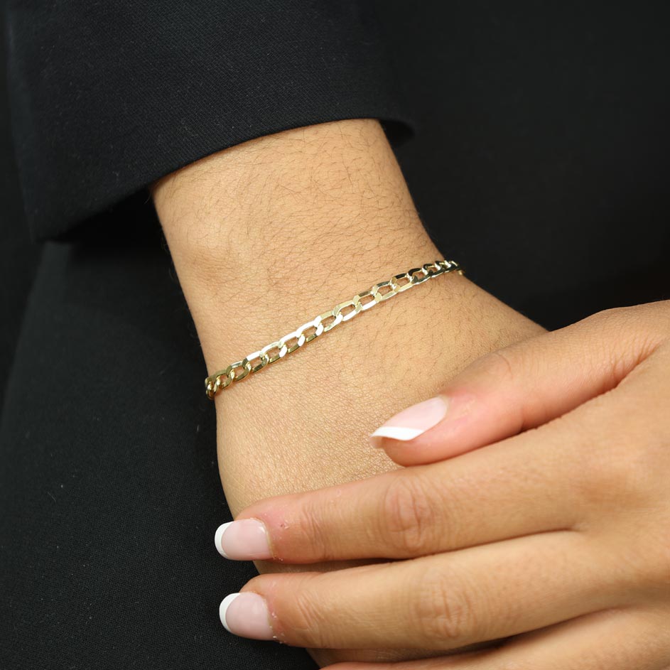 Bracelet en Or jaune 18k - Maille "Forçat"