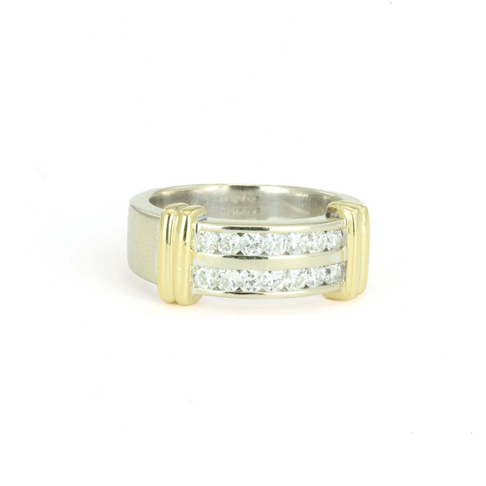 Bague deux Ors 18k avec Diamants