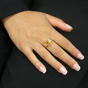 Bague en Or jaune 14k avec Saphir Synthétique
