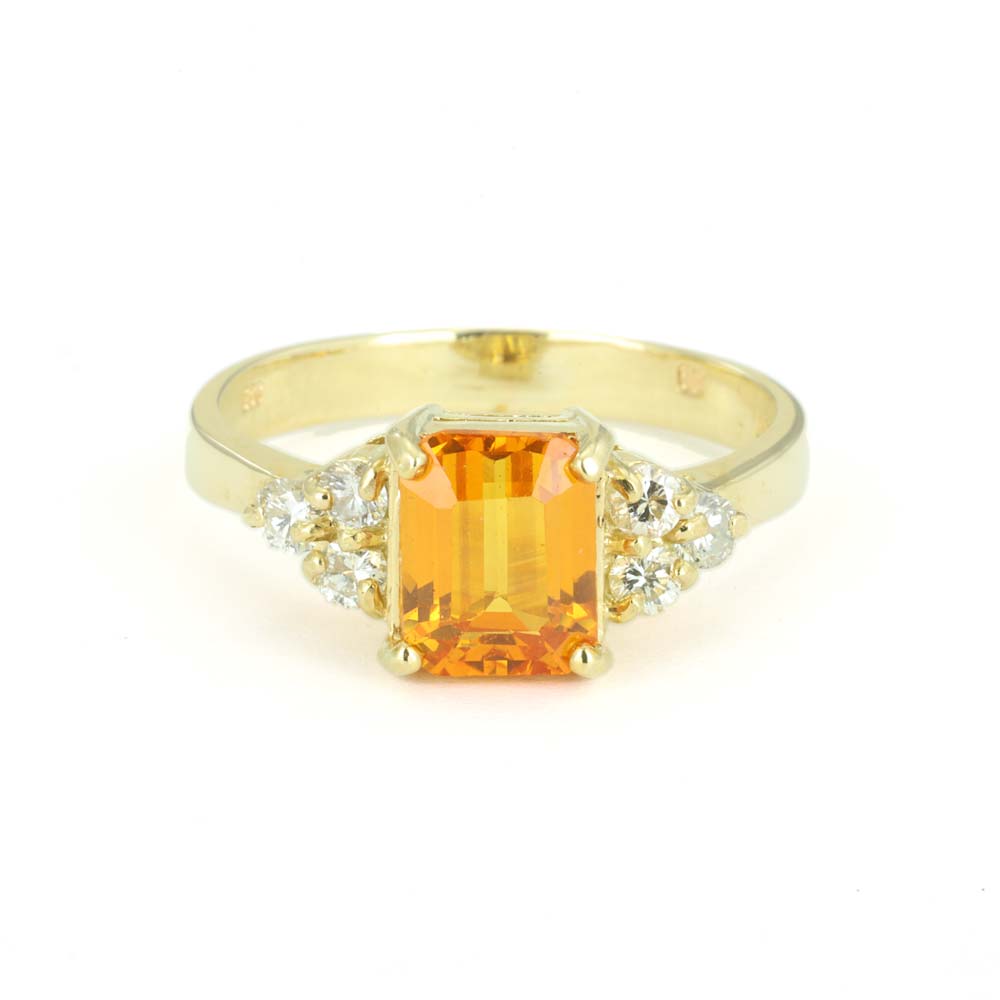 Bague en Or jaune 14k avec Saphir Synthétique