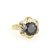 Bague deux Ors 18k avec Grenat - Style "Marguerite"