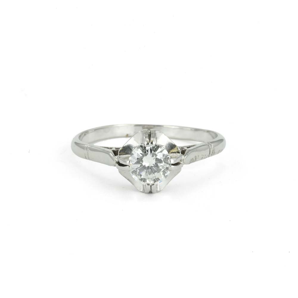 Bague en Or blanc 18K avec Diamant - Style "Solitaire"