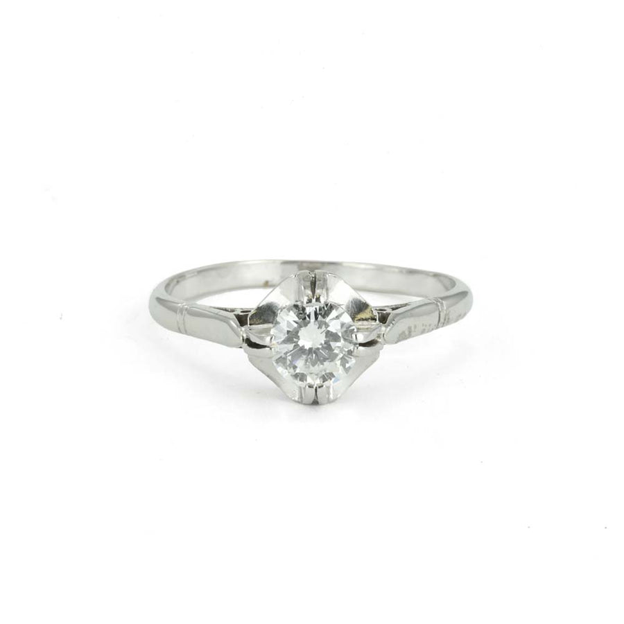Bague en Or blanc 18K avec Diamant - Style "Solitaire"