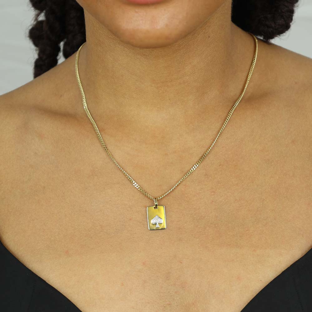 Pendentif en Or jaune 18k avec Diamants - Motif "Carte à jouer"