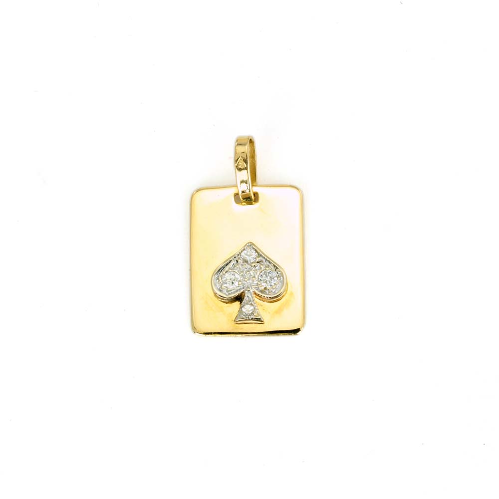 Pendentif en Or jaune 18k avec Diamants - Motif "Carte à jouer"