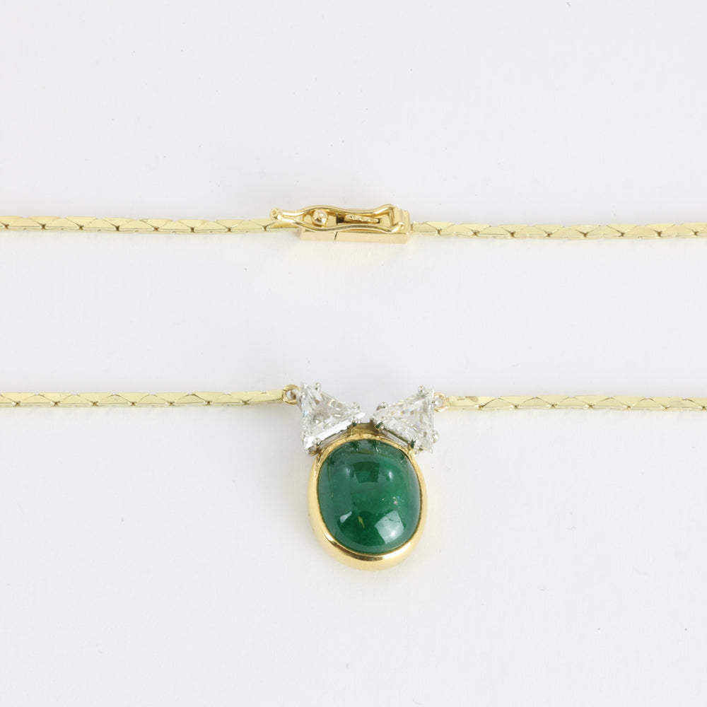 Collier en Or jaune 18K avec Diamants et Chrysoprase