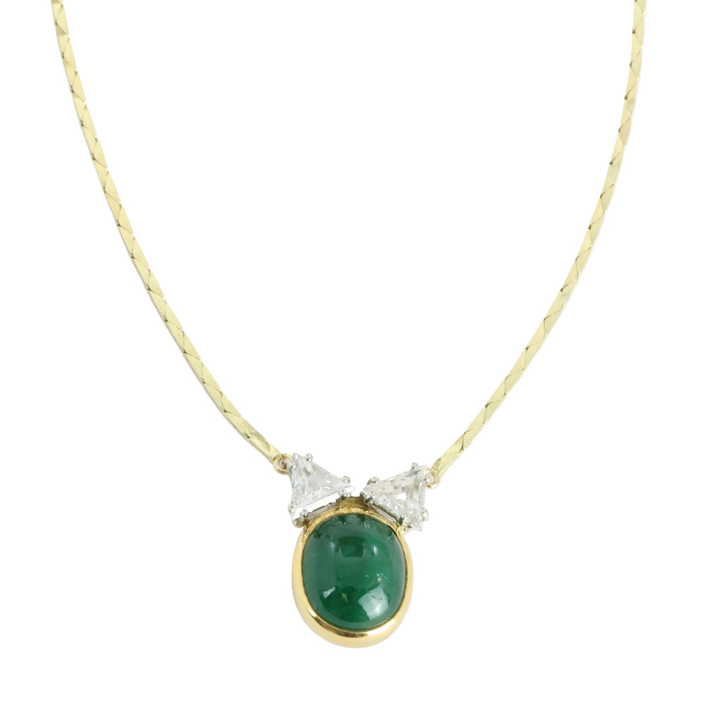 Collier en Or jaune 18K avec Diamants et Chrysoprase