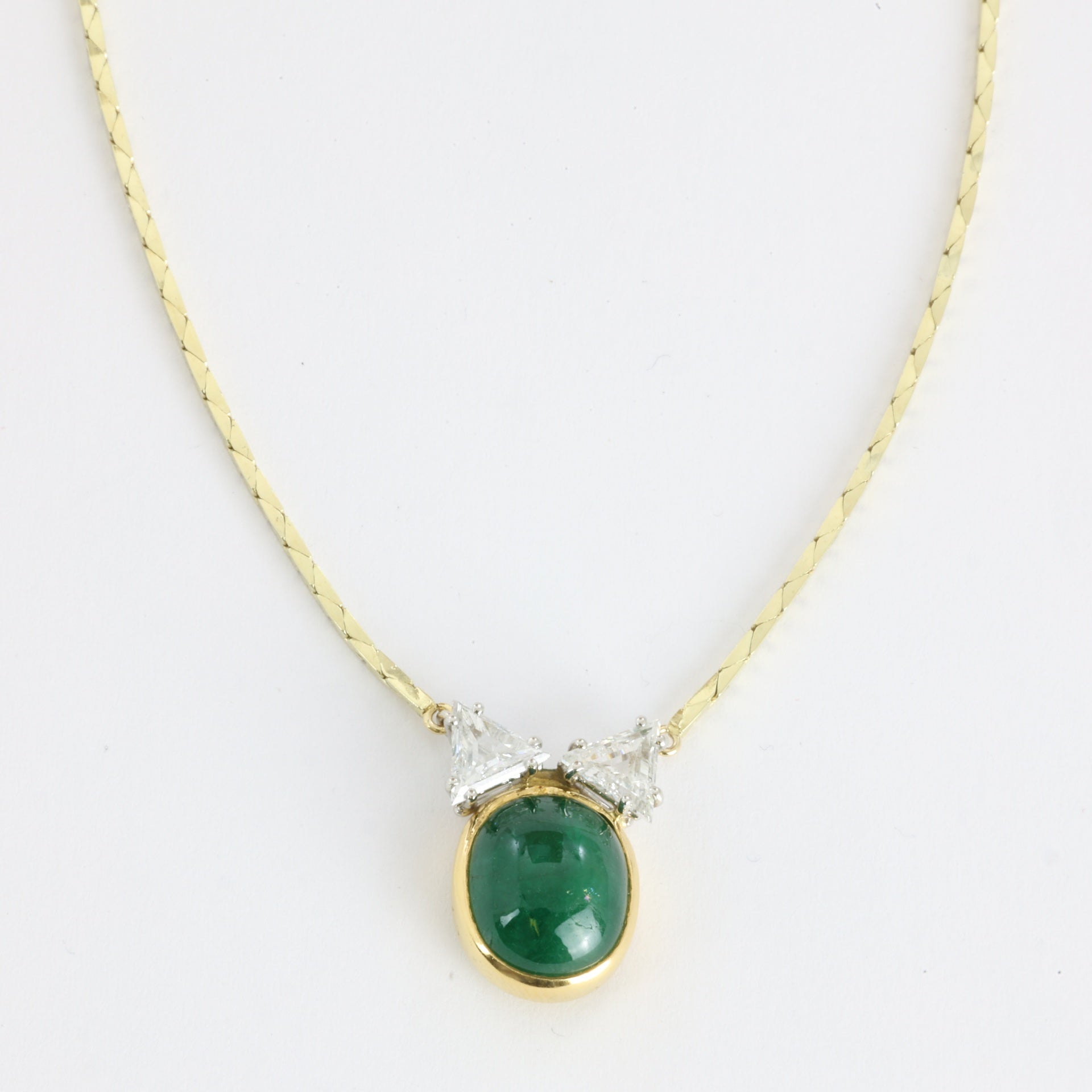 Collier en Or jaune 18K avec Diamants et Chrysoprase