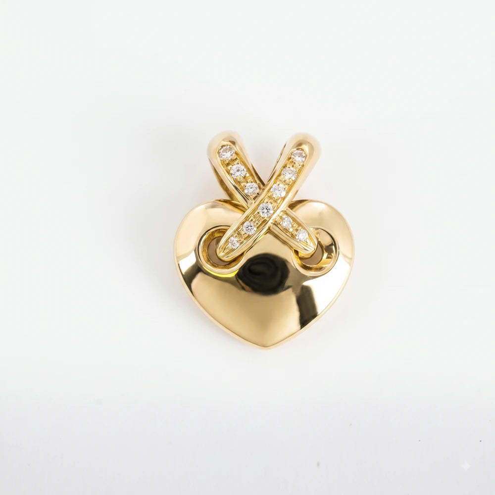 Pendentif Chaumet en Or jaune 18k avec Diamants - Motif "Coeur"