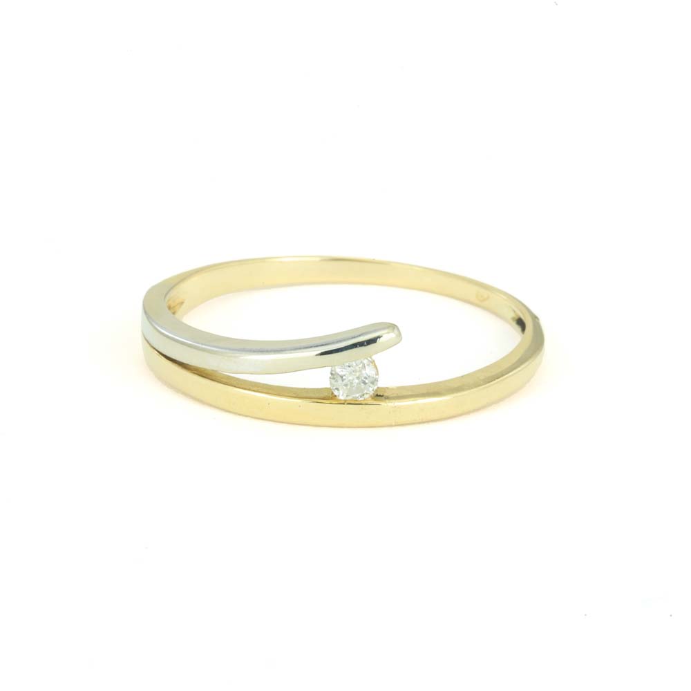Bague deux Ors 18k avec Diamants