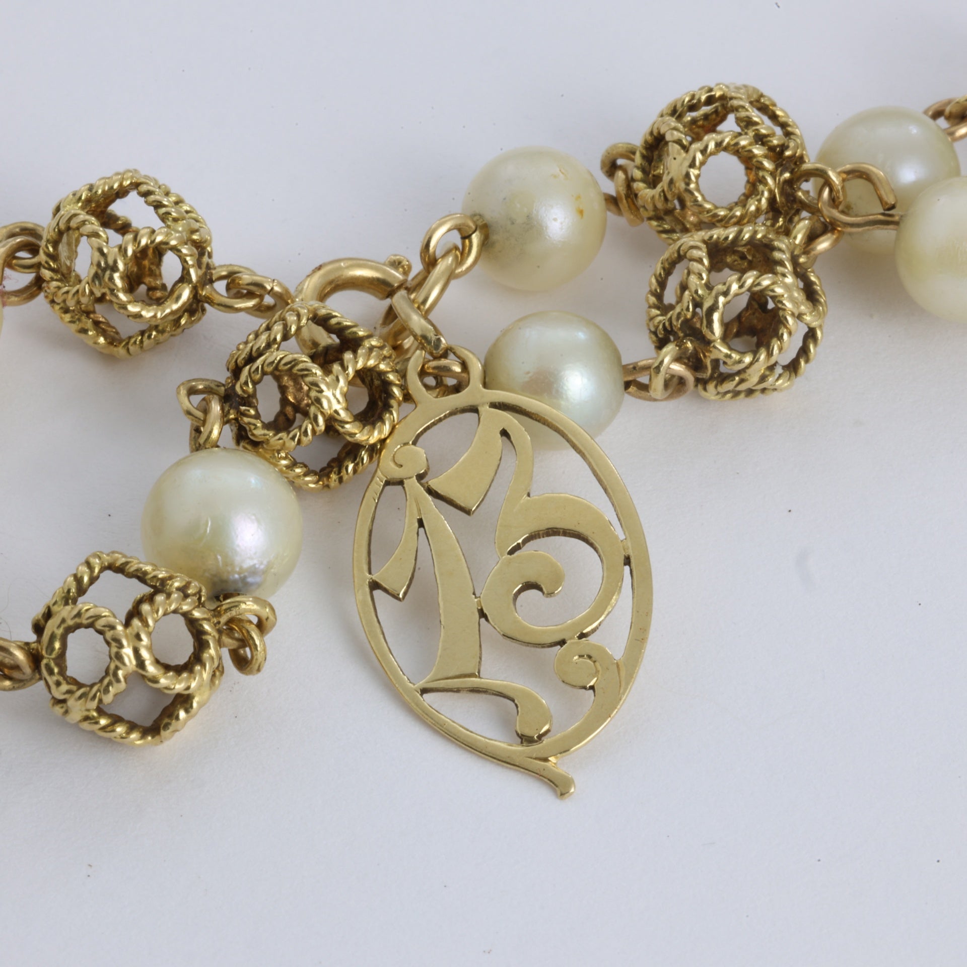 Bracelet en Or jaune 18k avec Perles - Motif "Chiffre 13"