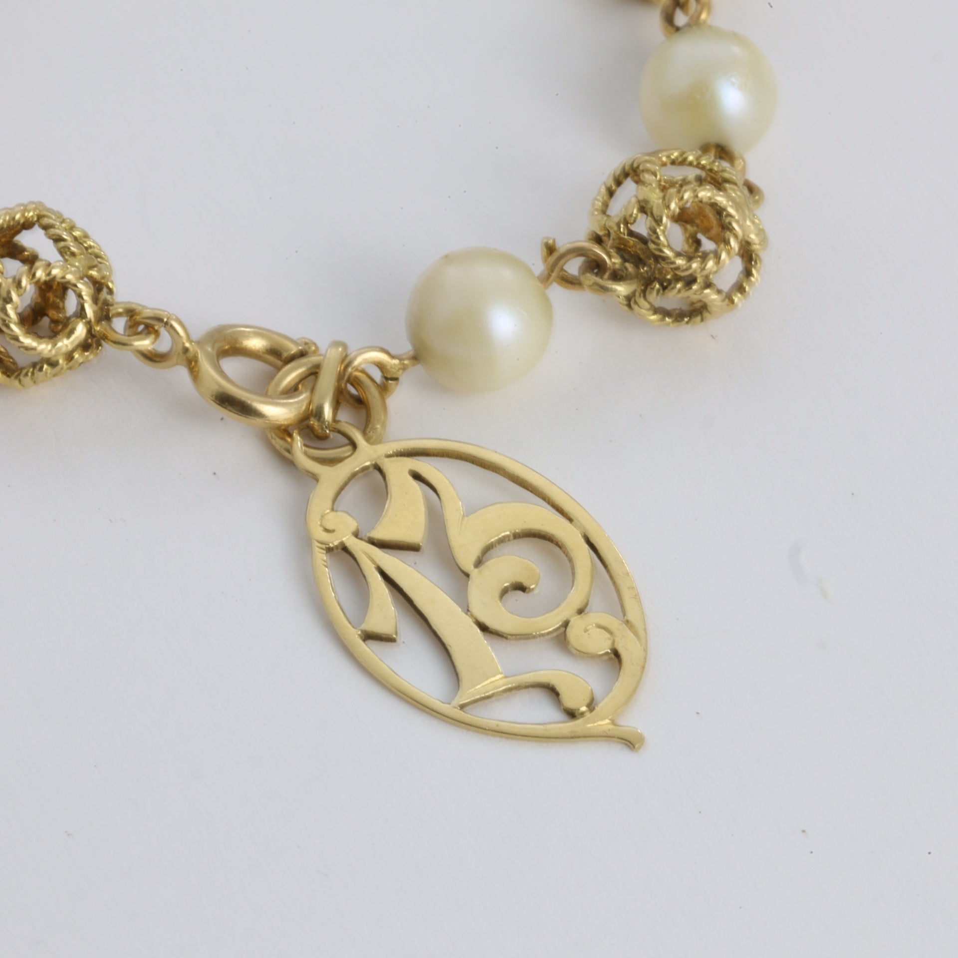 Bracelet en Or jaune 18k avec Perles - Motif "Chiffre 13"