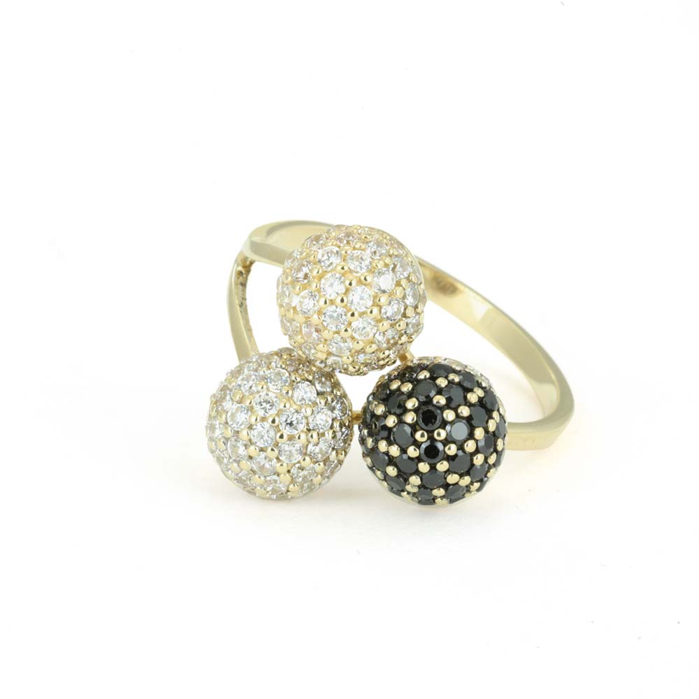 Bague en Or jaune 14k avec Zirconiums