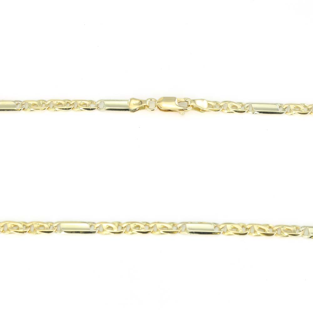 Chaine en Or jaune 18k - Maille "Grain de café" alternée