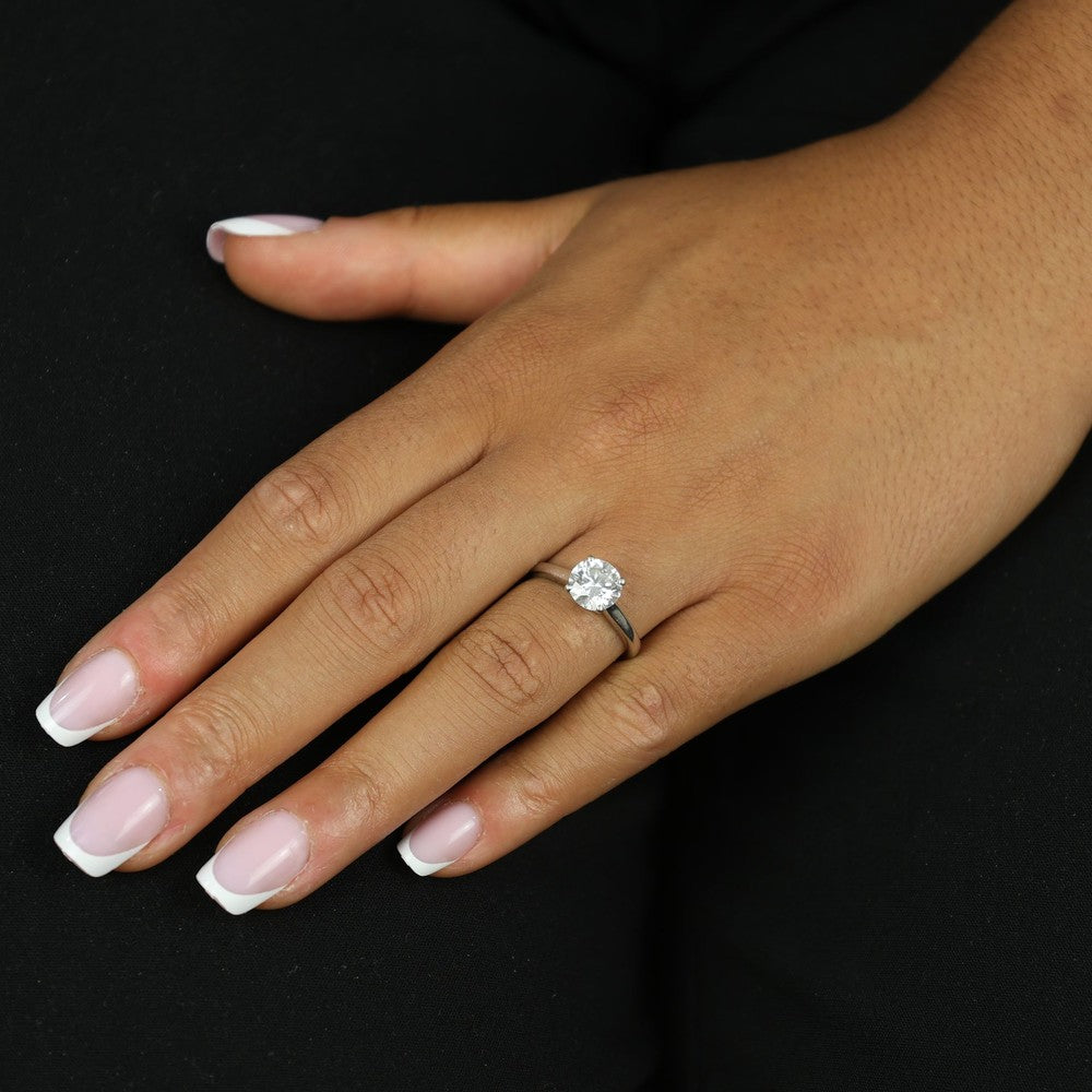 Bague en Or blanc 18k avec Diamant - Solitaire
