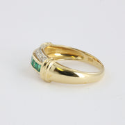 Bague en Or jaune 18k avec Émeraudes et Diamants