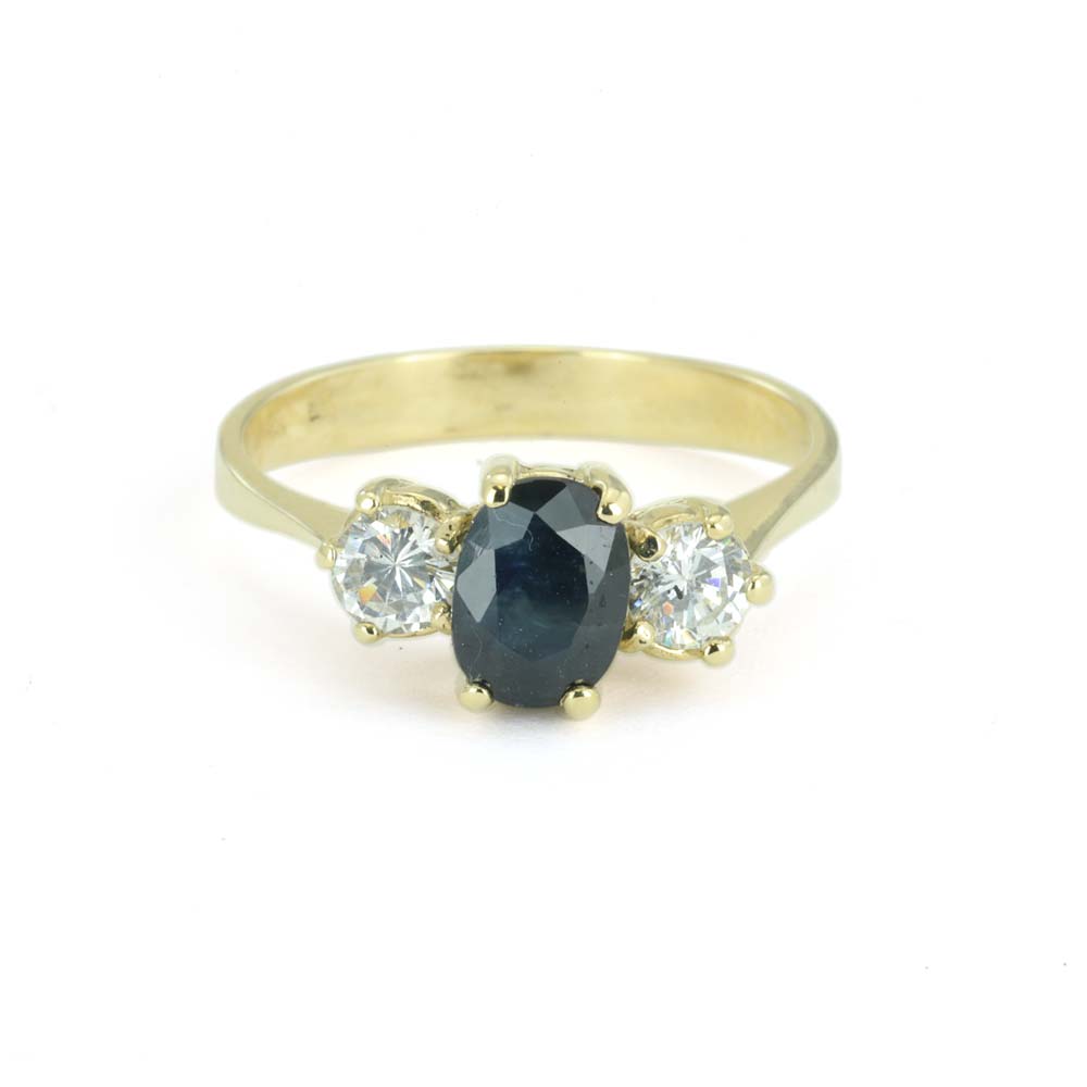 Bague en Or jaune 14k avec Saphir