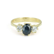 Anello in oro giallo 14k con zaffiro