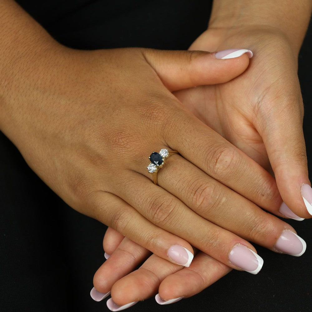 Bague en Or jaune 14k avec Saphir