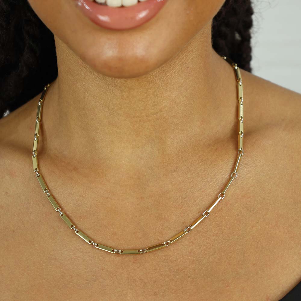 Collier en Or jaune 18K - Maille "Trombone"