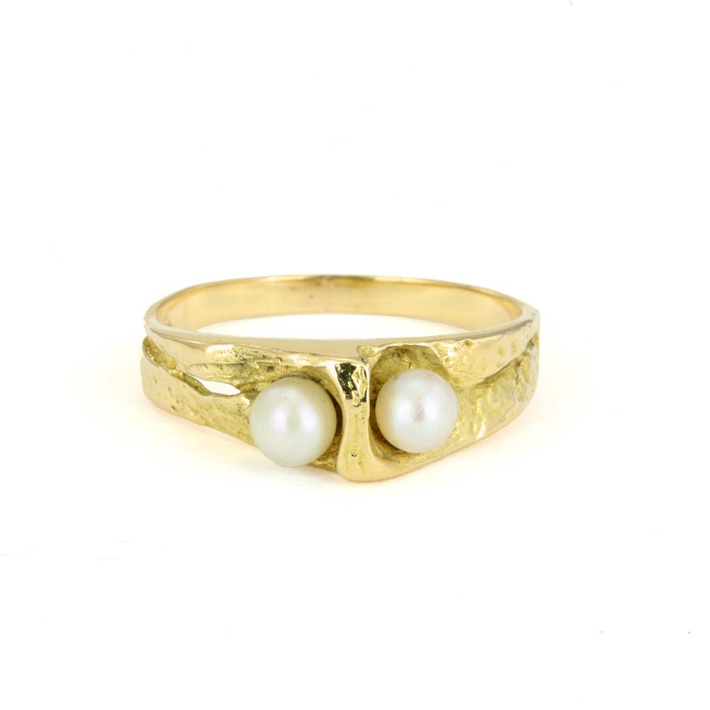 Bague en Or jaune 18k avec Perles