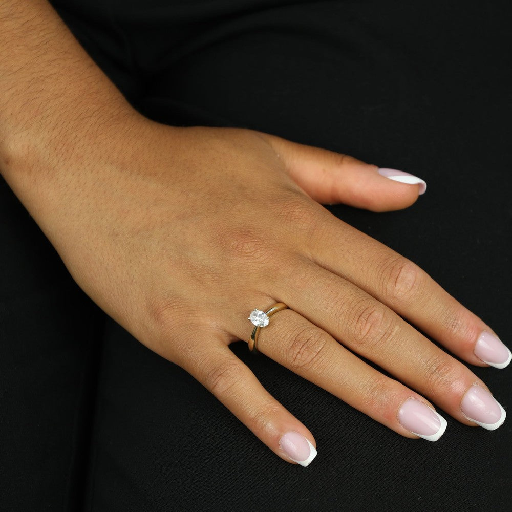 Bague en Or jaune 14K avec Zirconium - Solitaire