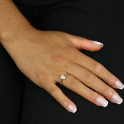 Bague en Or jaune 14K avec Zirconium - Solitaire