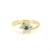 Bague en Or jaune 18k avec Saphir et Diamants - Marguerite