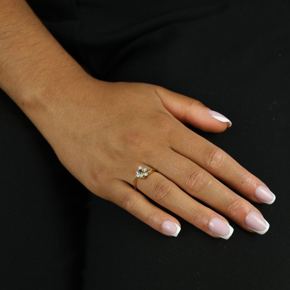 Bague en Or jaune 18k avec Saphir et Diamants - Marguerite