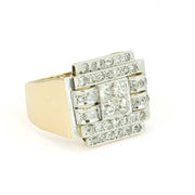Bague "Tank" en Or jaune 17k avec Diamants